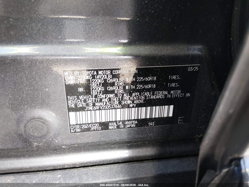 2025 Toyota Rav 4 VIN JTME6RFV2SD577846 IAAI salvage auction — FRONT END, Salvage Title, sold $15,200 on 2026-07-28 (photo 9)
