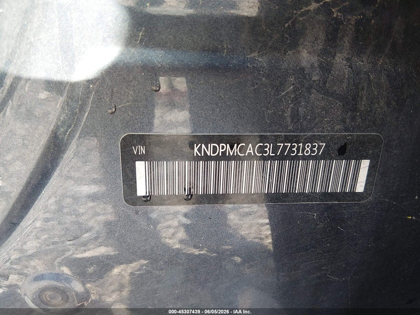2020 Kia Sportage VIN KNDPMCAC3L7731837 IAAI salvage auction — ROOF, Salvage Title, sold $3,900 on 2026-07-29 (photo 9)