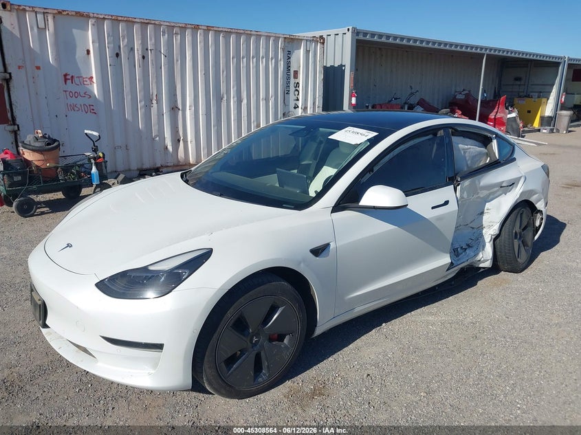 2021 Tesla Model 3 VIN 5YJ3E1EA8MF873198 IAAI salvage auction — SIDE, Salvage Title, sold $3,225 on 2026-07-16 (photo 2)