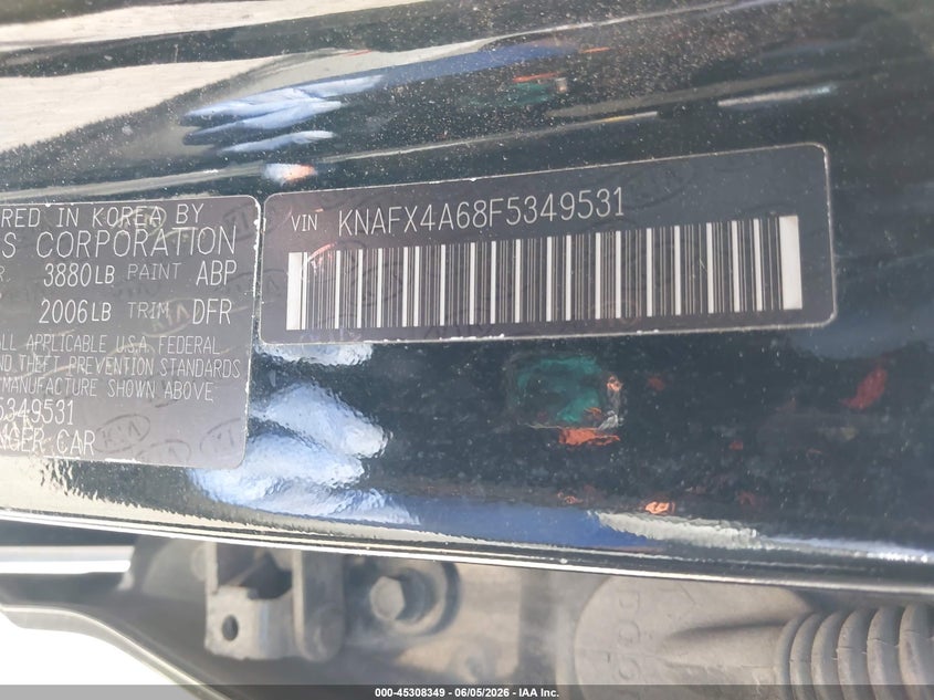2015 Kia Forte VIN KNAFX4A68F5349531 IAAI salvage auction — FRONT END, Salvage Title, sold $450 on 2026-07-10 (photo 9)