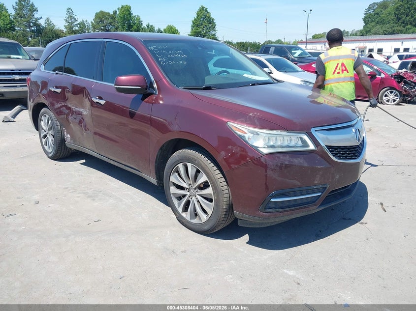 2014 Acura Mdx VIN 5FRYD3H46EB004464 IAAI salvage auction — REAR END, Salvage Title, sold $1,350 on 2026-07-08 (photo 1)