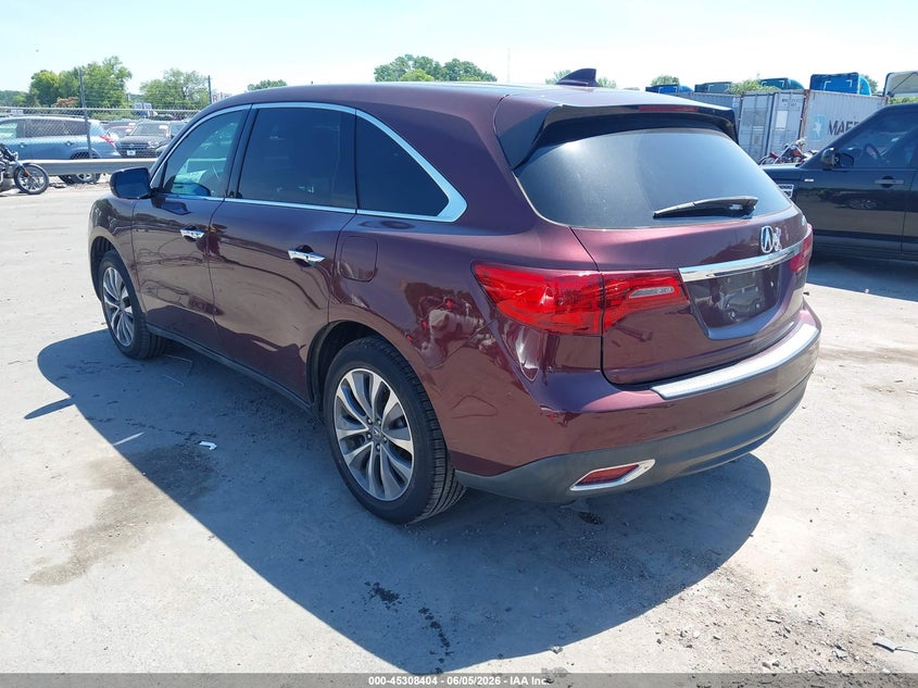 2014 Acura Mdx VIN 5FRYD3H46EB004464 IAAI salvage auction — REAR END, Salvage Title, sold $1,350 on 2026-07-08 (photo 3)