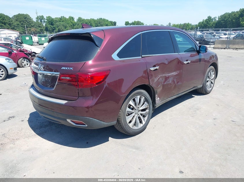 2014 Acura Mdx VIN 5FRYD3H46EB004464 IAAI salvage auction — REAR END, Salvage Title, sold $1,350 on 2026-07-08 (photo 4)