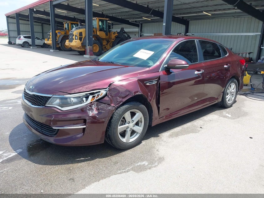 2016 Kia Optima VIN 5XXGT4L3XGG115748 IAAI salvage auction — LEFT FRONT, Salvage Title, sold $2,200 on 2026-07-09 (photo 2)