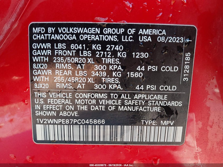 2023 Volkswagen Id.4 VIN 1V2WNPE87PC045866 IAAI salvage auction — SIDE, Salvage Title, sold $9,100 on 2026-07-30 (photo 9)