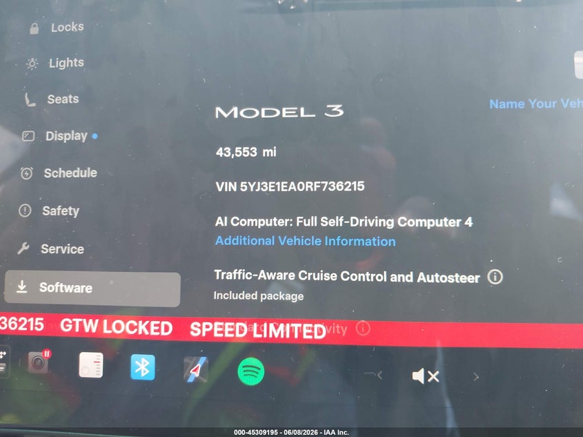 2024 Tesla Model 3 VIN 5YJ3E1EA0RF736215 IAAI salvage auction — FRONT END, Salvage Title, sold $10,000 on 2026-08-02 (photo 7)