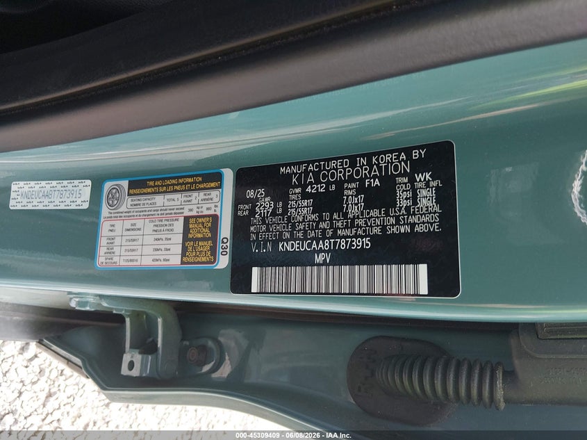 2026 Kia Seltos VIN KNDEUCAA8T7873915 IAAI salvage auction — FRONT END, Salvage Title, sold $12,300 on 2026-07-07 (photo 9)