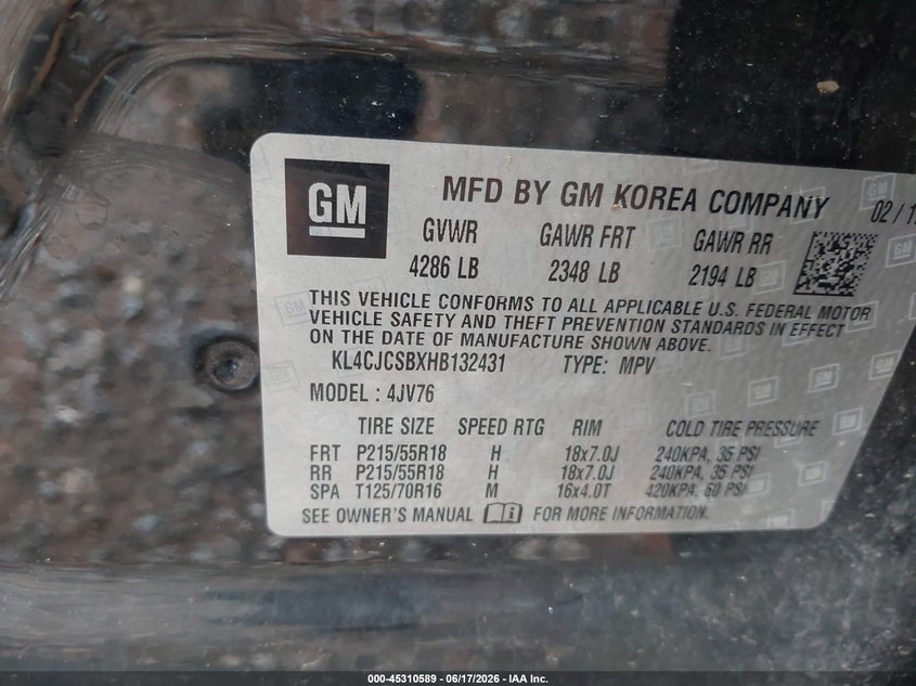 2016 Buick Encore VIN KL4CJASBXGB551737 IAAI salvage auction — ALL OVER, Salvage Title, sold $175 on 2026-07-23 (photo 9)