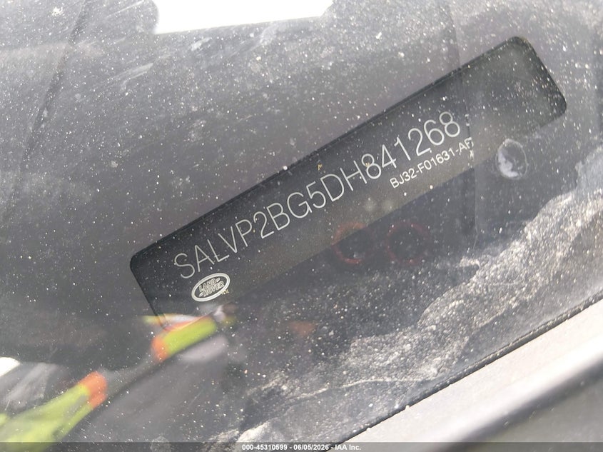 2013 Land rover Range rover evoque VIN SALVP2BG5DH841268 IAAI salvage auction — VANDALISM, Salvage Title, sold $2,050 on 2026-07-23 (photo 9)