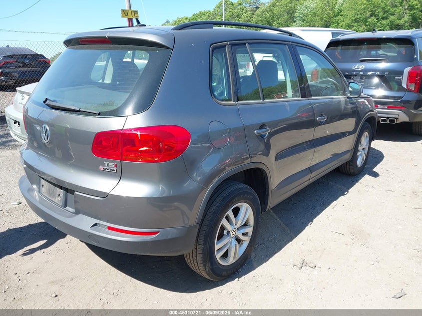 2016 Volkswagen Tiguan VIN WVGBV7AX5GW599673 IAAI salvage auction — NORMAL WEAR, Salvage Title, sold $800 on 2026-07-07 (photo 4)