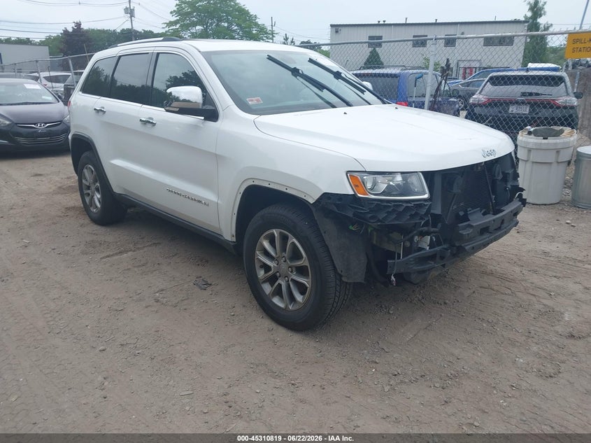 2014 Jeep Grand cherokee VIN 1C4RJFBGXEC399765 IAAI salvage auction — FRONT END, Salvage Title, sold $1,100 on 2026-08-01 (photo 1)
