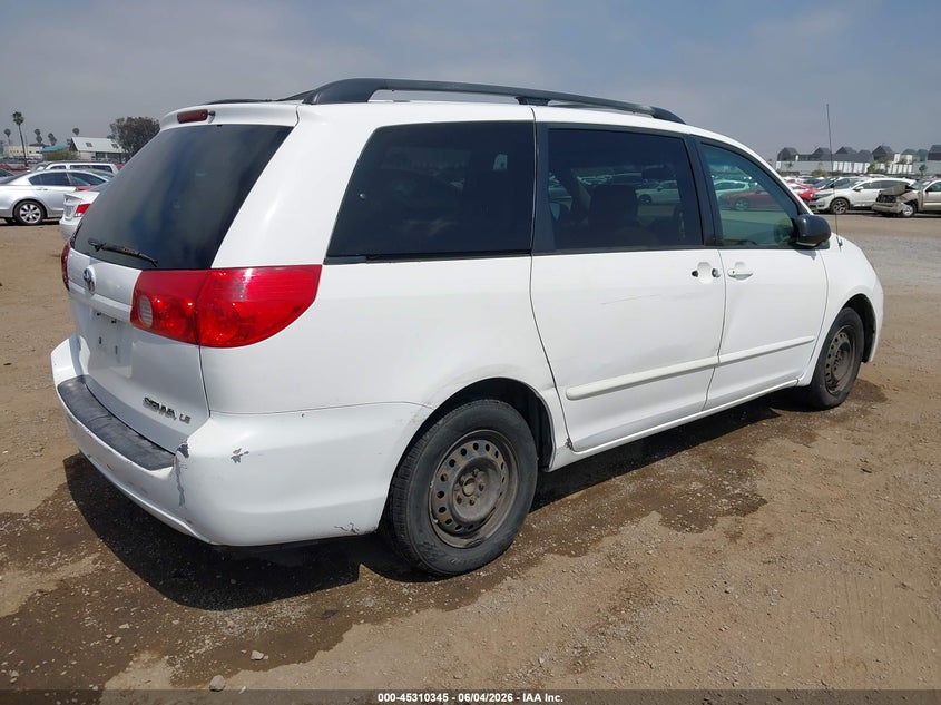 2008 Toyota Sienna VIN 5TDZK23C58S190132 IAAI salvage auction — NORMAL WEAR, Clear (California), sold $225 on 2026-07-29 (photo 4)