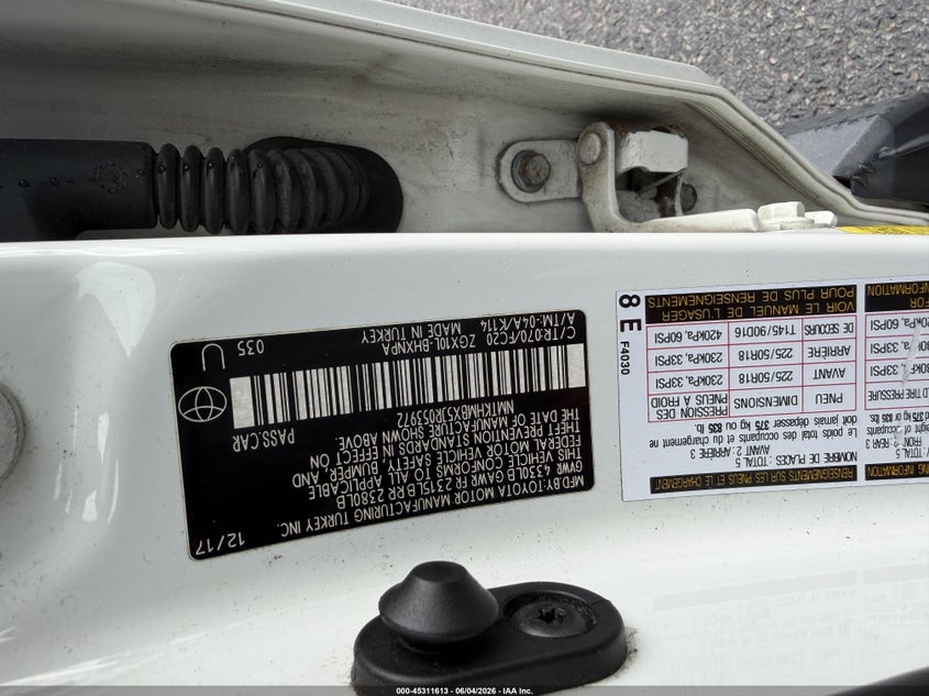 2018 Toyota C-hr VIN NMTKHMBX6JR021239 IAAI salvage auction — LEFT REAR, Clear (Indiana), sold $5,000 on 2026-07-15 (photo 8)
