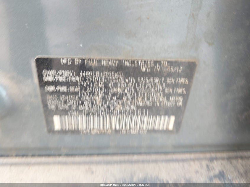2013 Subaru Forester VIN JF2SHADC8DG401631 IAAI salvage auction — LEFT FRONT, Salvage Title, sold $900 on 2026-07-22 (photo 9)