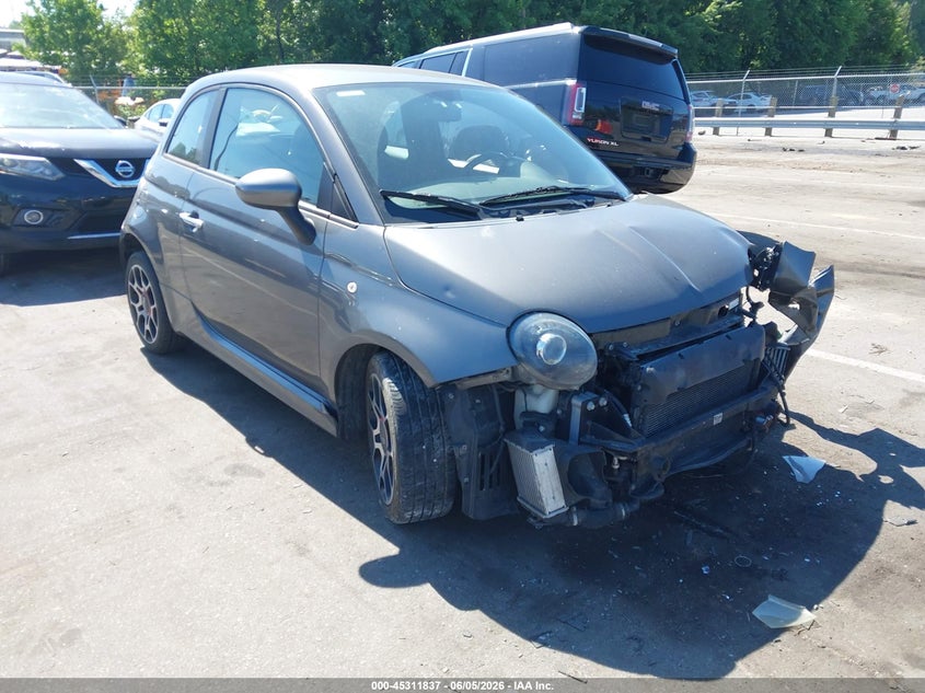 2013 Fiat 500 VIN 3C3CFFHHXDT608680 IAAI salvage auction — FRONT END, Salvage Title, sold $400 on 2026-08-01 (photo 1)