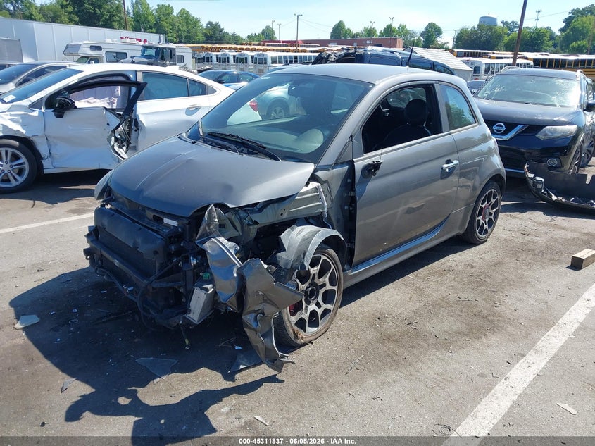 2013 Fiat 500 VIN 3C3CFFHHXDT608680 IAAI salvage auction — FRONT END, Salvage Title, sold $400 on 2026-08-01 (photo 2)