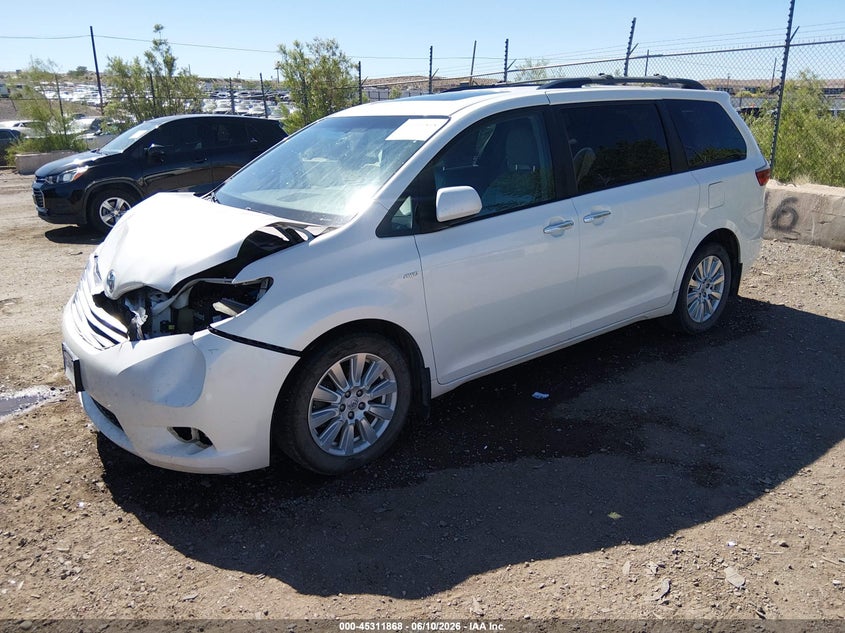 2017 Toyota Sienna VIN 5TDDZ3DC9HS166071 IAAI salvage auction — FRONT END, Salvage (New Mexico), sold $3,000 on 2026-07-29 (photo 2)