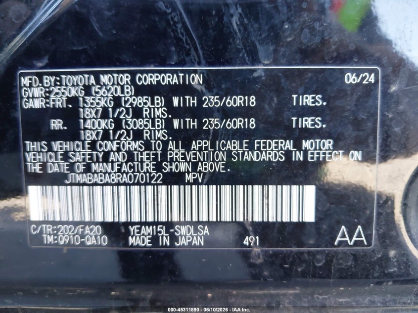 2024 Subaru Solterra VIN JTMABABA8RA070122 IAAI salvage auction — FRONT END, Clear (California), sold $10,000 on 2026-07-07 (photo 9)