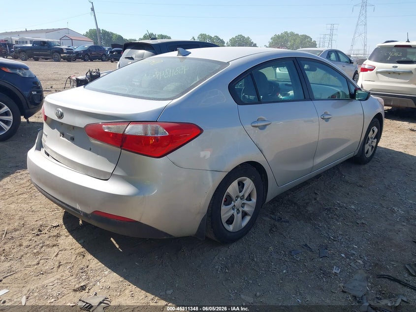 2015 Kia Forte VIN KNAFK4A68F5351911 IAAI salvage auction — LEFT REAR, Salvage Title, sold $700 on 2026-07-22 (photo 4)