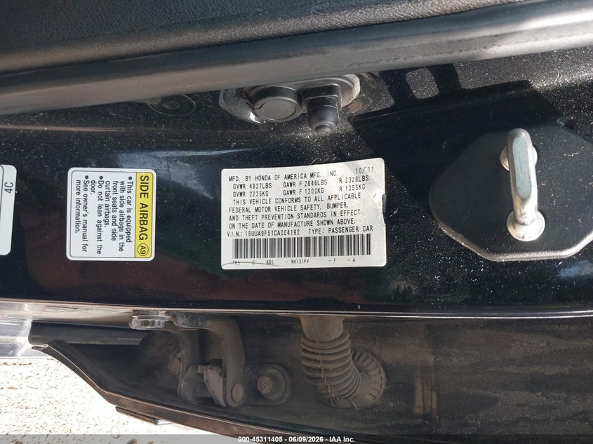 2012 Acura Tl VIN 19UUA9F51CA004192 IAAI salvage auction — REAR END, Salvage Title, sold $700 on 2026-07-20 (photo 9)