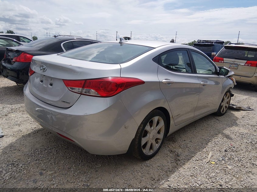 2013 Hyundai Elantra VIN KMHDH4AE5DU642719 IAAI salvage auction — FRONT & REAR, Salvage Title, sold $450 on 2026-07-08 (photo 4)