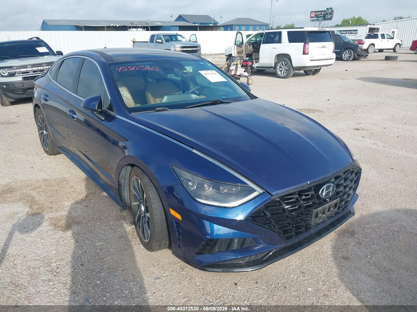 2021 Hyundai Sonata VIN 5NPEH4J27MH075048 IAAI salvage auction — LEFT SIDE, Salvage Title, sold $5,600 on 2026-07-22 (photo 1)