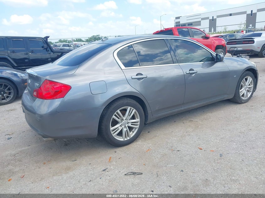 2015 Infiniti Q40 VIN JN1CV6AR3FM524004 IAAI salvage auction — LEFT SIDE, Salvage (Texas), sold $825 on 2026-07-28 (photo 4)