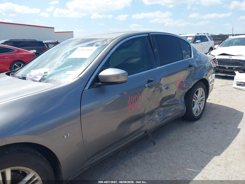 2015 Infiniti Q40 VIN JN1CV6AR3FM524004 IAAI salvage auction — LEFT SIDE, Salvage (Texas), sold $825 on 2026-07-28 (photo 6)