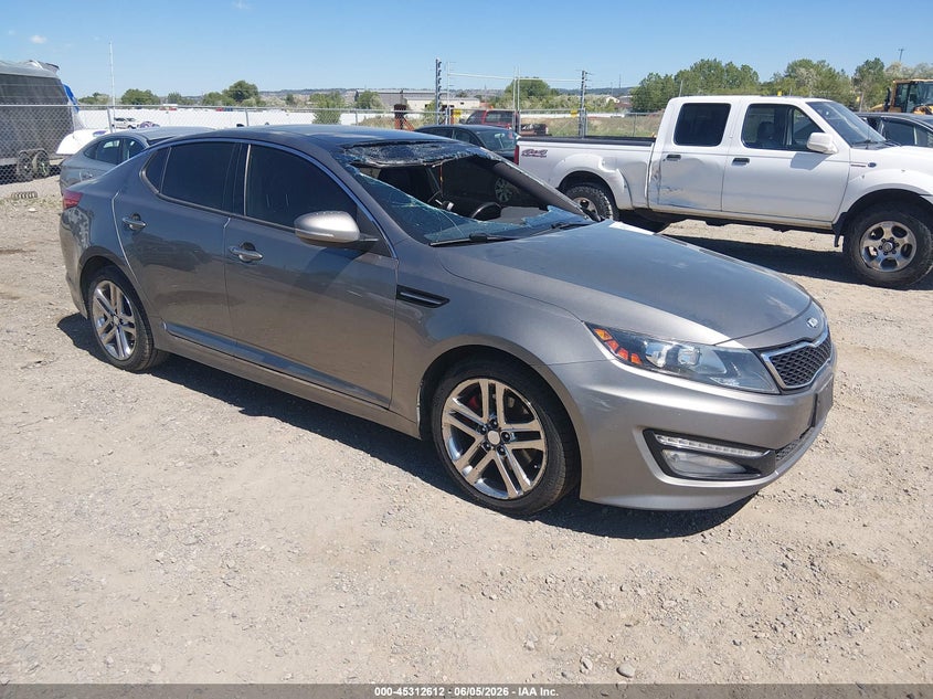 2013 Kia Optima VIN 5XXGR4A6XDG104787 IAAI salvage auction — LEFT FRONT, Salvage Title, sold $200 on 2026-07-22 (photo 1)