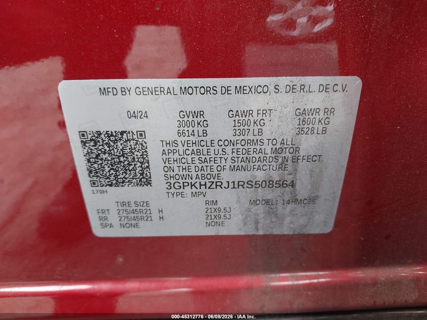 2024 Honda Prologue VIN 3GPKHZRJ1RS508564 IAAI salvage auction — LEFT & RIGHT, Salvage Title, sold $9,300 on 2026-08-31 (photo 9)