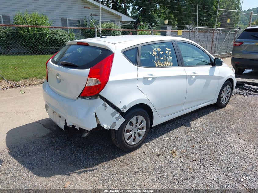 2017 Hyundai Accent VIN KMHCT5AE7HU312778 IAAI salvage auction — REAR END, Salvage Title, sold $1,600 on 2026-07-13 (photo 4)