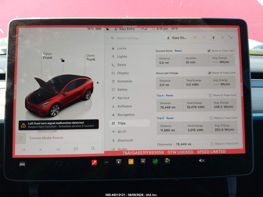 2023 Tesla Model y VIN 7SAYGAEE1PF893058 IAAI salvage auction — FRONT END, Salvage Title, sold $10,600 on 2026-07-13 (photo 7)