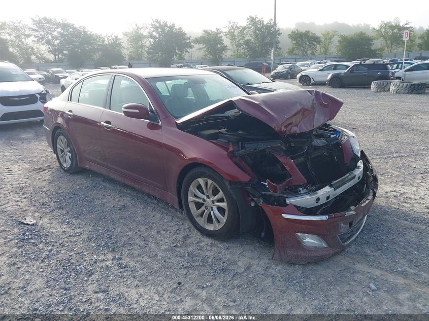 2013 Hyundai Genesis VIN KMHGC4DD4DU227602 IAAI salvage auction — FRONT END, Salvage Title, sold $1,000 on 2026-07-09 (photo 1)