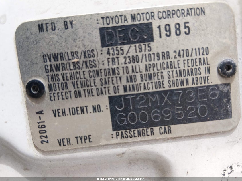 1986 Toyota Cressida VIN JT2MX73E6G0069520 IAAI salvage auction — NORMAL WEAR, Salvage (New Mexico), sold $2,950 on 2026-07-20 (photo 9)