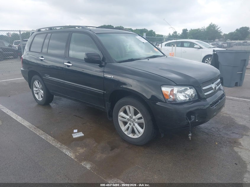 2006 Toyota Highlander hybrid VIN JTEEW21A260033285 IAAI salvage auction — FRONT END, Clear (Indiana), sold $575 on 2026-07-10 (photo 1)