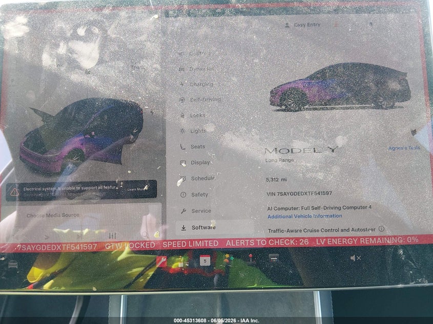 2026 Tesla Model y VIN 7SAYGDEDXTF541597 IAAI salvage auction — LEFT FRONT, Salvage Title, sold $25 on 2026-07-29 (photo 7)