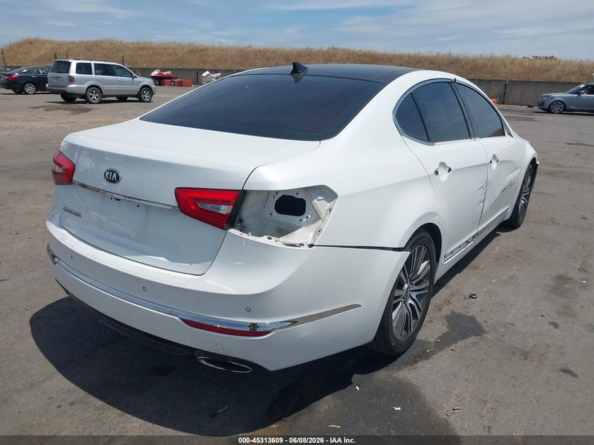 2014 Kia Cadenza VIN KNALN4D76E5127081 IAAI salvage auction — RIGHT SIDE, Salvage Title, sold $1,400 on 2026-07-29 (photo 4)
