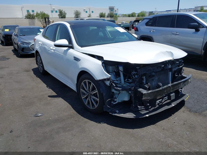 2019 Kia Optima VIN 5XXGU4L15KG316834 IAAI salvage auction — FRONT END, Salvage Title, sold $25 on 2026-07-24 (photo 1)
