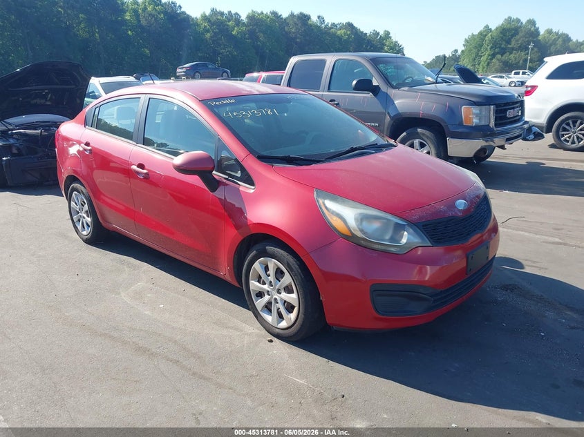 2013 Kia Rio VIN KNADM4A3XD6215455 IAAI salvage auction — NORMAL WEAR, Clear (North Carolina), sold $325 on 2026-07-15 (photo 1)