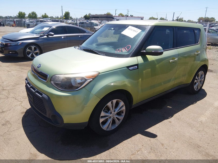 2014 Kia Soul VIN KNDJP3A59E7723887 IAAI salvage auction — NORMAL WEAR, Salvage Title, sold $975 on 2026-07-15 (photo 2)