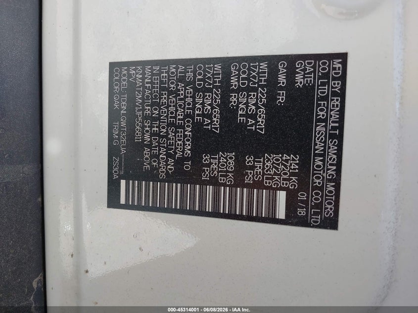2018 Nissan Rogue VIN KNMAT2MV1JP556811 IAAI salvage auction — FRONT END, Salvage (Pennsylvania), sold $2,500 on 2026-07-31 (photo 9)