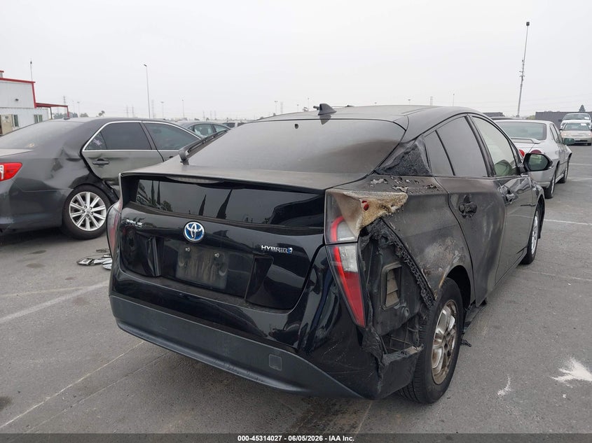 2016 Toyota Prius VIN JTDKARFU8G3020767 IAAI salvage auction — EXTERIOR BURN, Salvage Title, sold $2,550 on 2026-07-23 (photo 4)