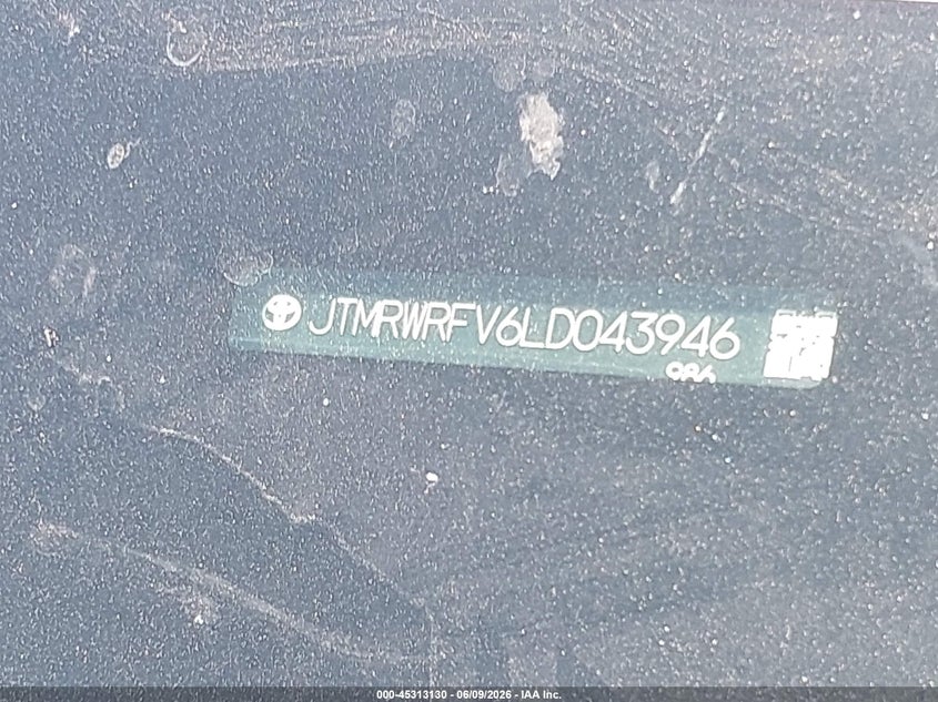 2020 Toyota Rav 4 VIN JTMRWRFV6LD043946 IAAI salvage auction — FRONT END, Salvage Title, sold $12,950 on 2026-09-22 (photo 9)
