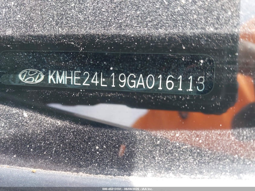 2016 Hyundai Sonata VIN KMHE24L19GA016113 IAAI salvage auction — FRONT END, Salvage Title, sold $550 on 2026-07-28 (photo 9)