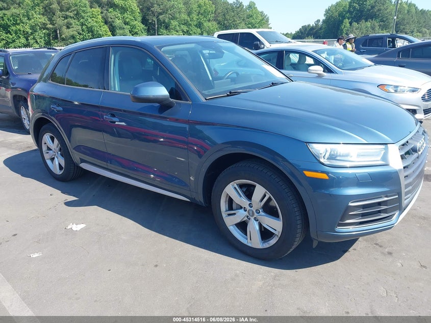2018 Audi Q5 VIN WA1ANAFY8J2010123 IAAI salvage auction — WATER/FLOOD, Salvage Title, sold $5,600 on 2026-07-10 (photo 1)