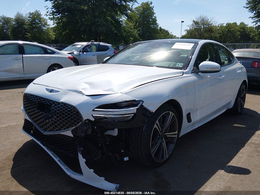 2025 Genesis G70 VIN KMTG54SE6SU159019 IAAI salvage auction — FRONT END, Salvage (New Jersey), sold $13,800 on 2026-10-02 (photo 2)