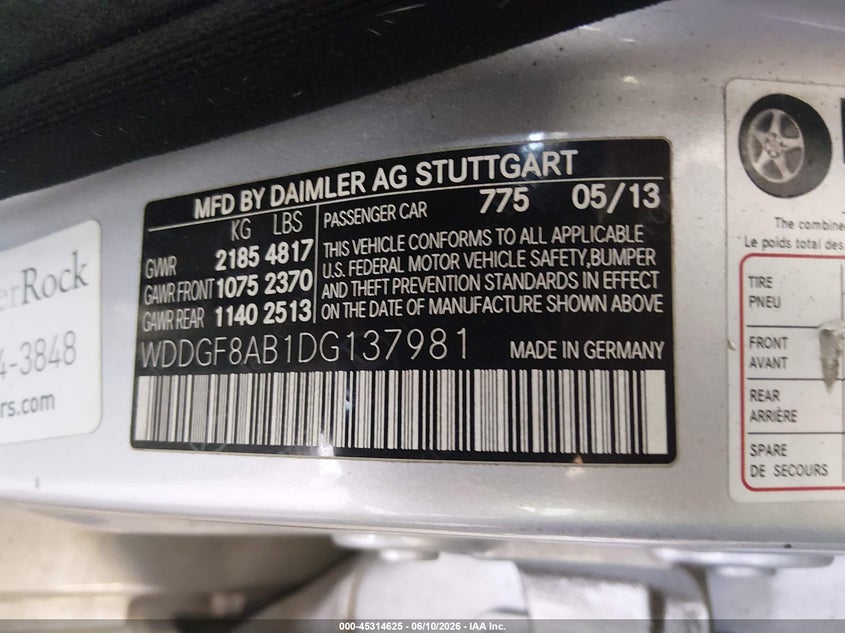 2013 Mercedes-benz C-klasse VIN WDDGF8AB1DG137981 IAAI salvage auction — FRONT END, Clear (Tennessee), sold $875 on 2026-07-20 (photo 9)