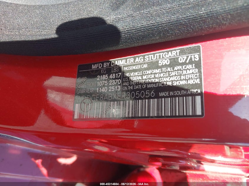 2014 Mercedes-benz C-klasse VIN WDDGF8ABXER305056 IAAI salvage auction — SIDE, Salvage (New Jersey), sold $900 on 2026-07-20 (photo 9)
