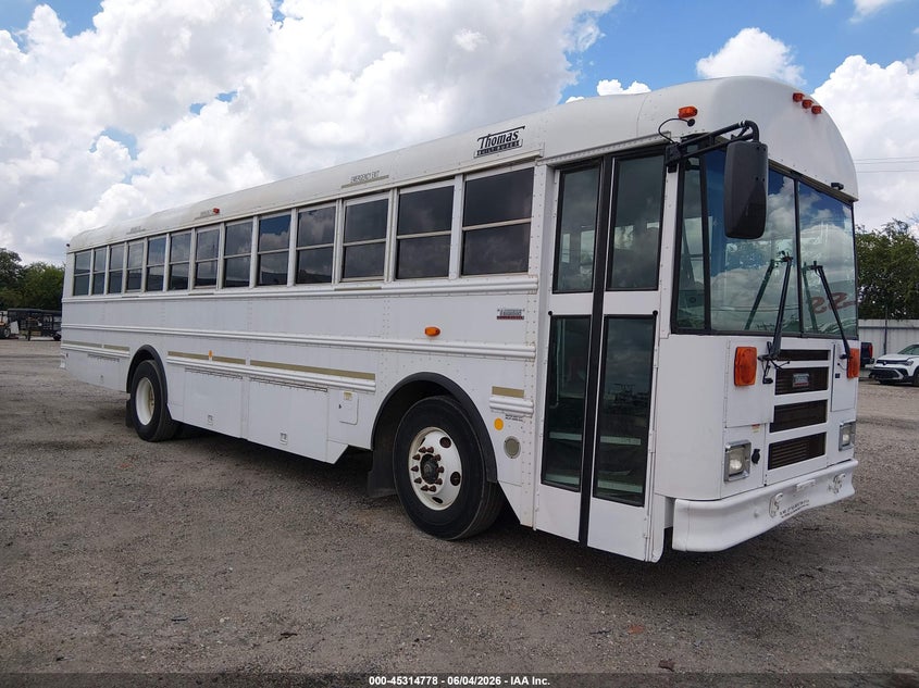 2013 Thomas Transit bus VIN 1T88S2E20D1155245 IAAI salvage auction — SIDE, Sf97 (Texas), sold $16,000 on 2026-07-07 (photo 1)