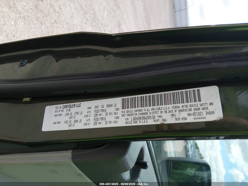 2008 Jeep Liberty (north america) VIN 1J8GN28K98W269150 IAAI salvage auction — FRONT END, Certificate Of Title (Nebraska), sold $550 on 2026-07-09 (photo 9)